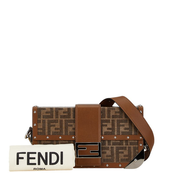 フェンディ ズッカ トランク 斜め掛け ショルダーバッグ  7VA498 ブラウン PVC レザー レディース FENDI 【中古】