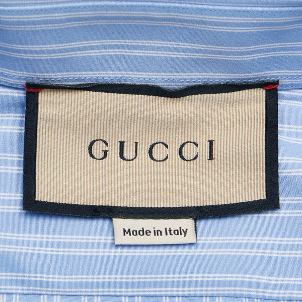 グッチ ストライプ 長袖シャツ Yシャツ サイズ：40/15 3/4 ブルー ホワイト コットン メンズ GUCCI 【中古】