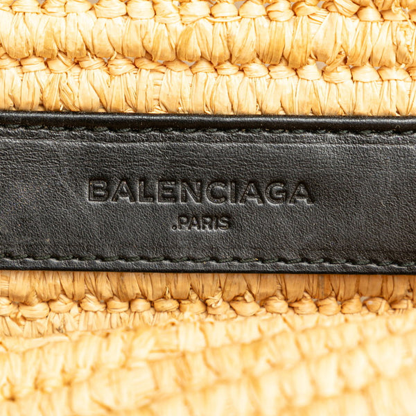 バレンシアガ クラッチバッグ カゴバッグ ベージュ ブラウン ラフィア レザー レディース BALENCIAGA 【中古】