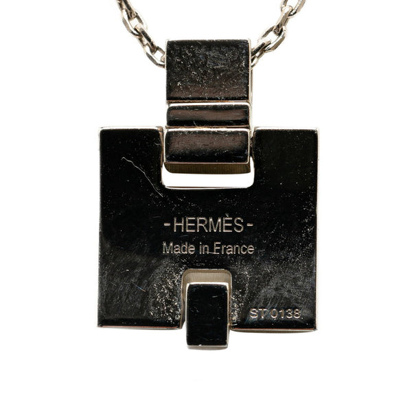 エルメス Hモチーフ アイリーン ネックレス シルバー ワインレッド メタル レディース HERMES 【中古】