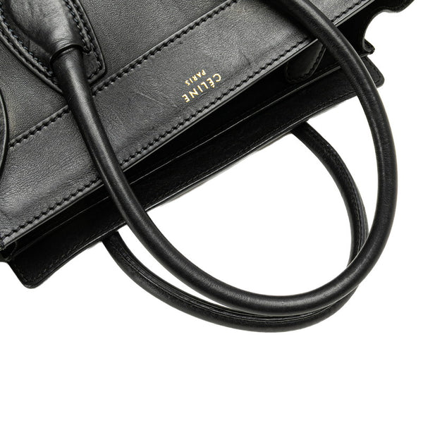 セリーヌ ラゲージ マイクロショッパー ハンドバッグ ブラック レザー レディース CELINE 【中古】