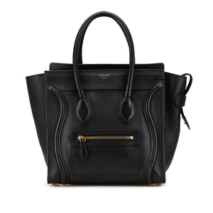 セリーヌ ラゲージ マイクロショッパー ハンドバッグ ブラック レザー レディース CELINE 【中古】