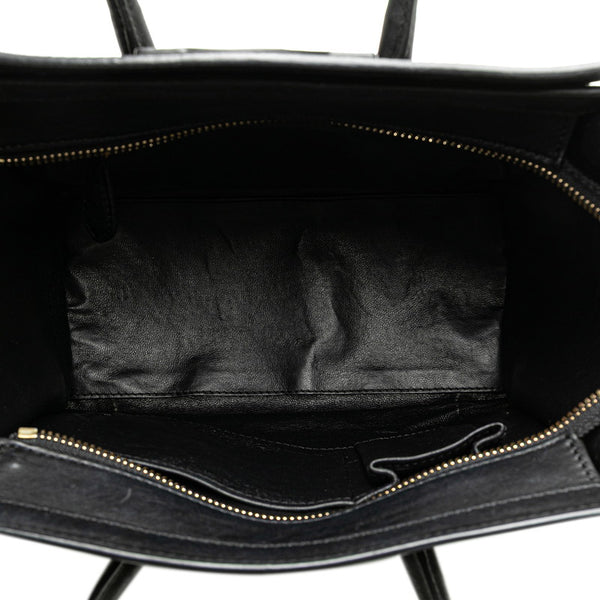 セリーヌ ラゲージ マイクロショッパー ハンドバッグ ブラック レザー レディース CELINE 【中古】