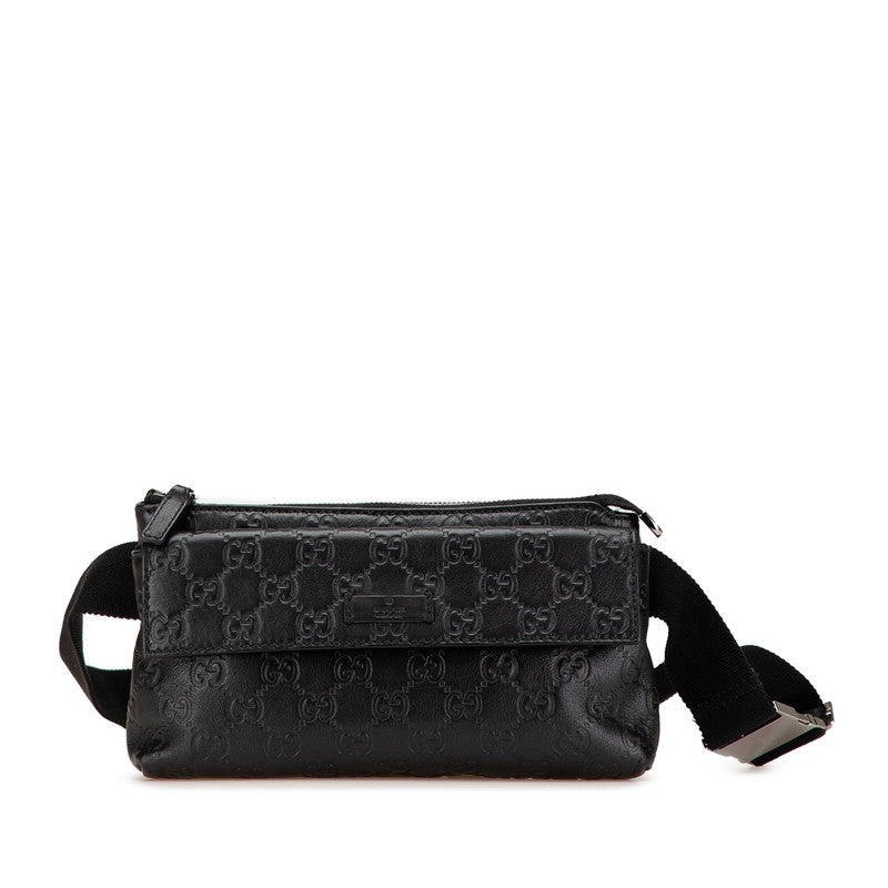 グッチ グッチシマ ウエストバッグ ボディバッグ 162916 ブラック レザー レディース GUCCI 【中古】