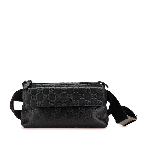グッチ グッチシマ ウエストバッグ ボディバッグ 162916 ブラック レザー レディース GUCCI 【中古】