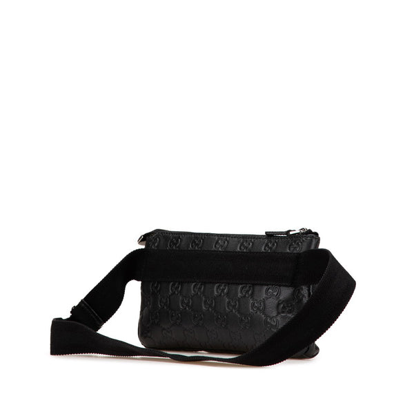 グッチ グッチシマ ウエストバッグ ボディバッグ 162916 ブラック レザー レディース GUCCI 【中古】