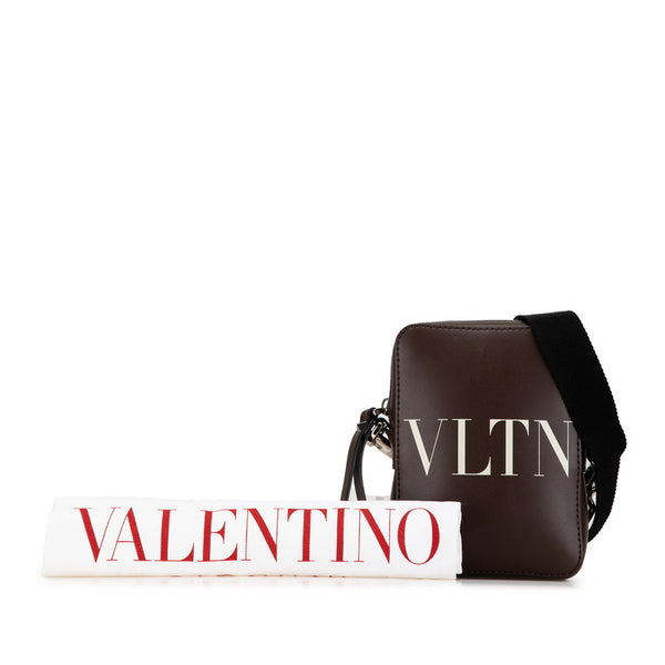 ヴァレンティノ ロゴ 斜め掛け ショルダーバッグ ブラウン レザー レディース VALENTINO 【中古】