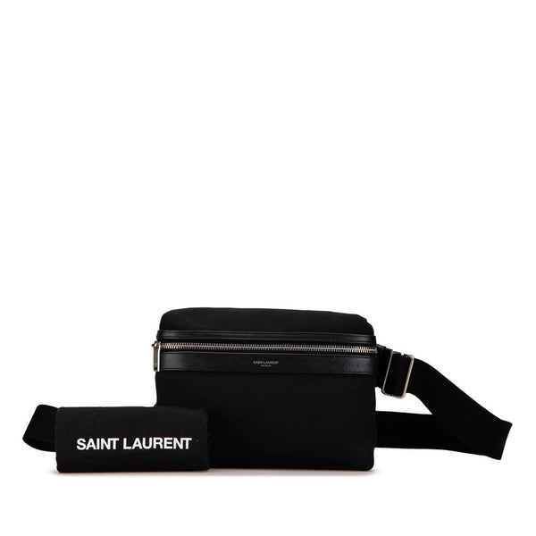 サンローラン シティ ウエストバッグ ボディバッグ 634717 ブラック キャンバス レザー レディース SAINT LAURENT 【中古】