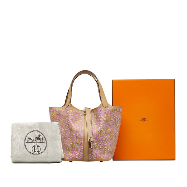 エルメス ピコタンロックPM 18 ラッキーデイジー ハンドバッグ チャイ ローズ シルバー金具 スイフト レディース HERMES 【中古】