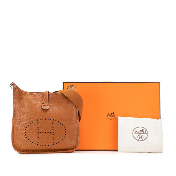 エルメス エヴリン トロワ PM 斜め掛け ショルダーバッグ ブラウン ゴールド トリヨンクレマンス レディース HERMES 【中古】