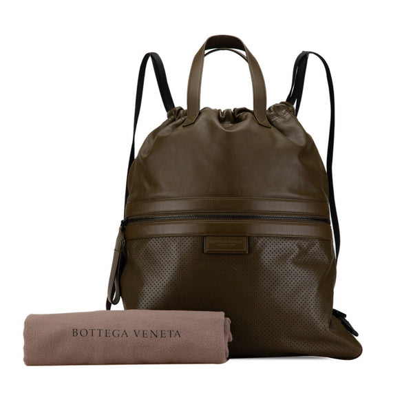 ボッテガヴェネタ レッジェーロ  リュック バックパック 567222 カーキ レザー レディース BOTTEGAVENETA 【中古】