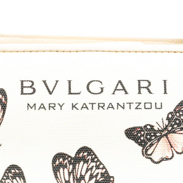 ブルガリ バタフライ 蝶 ハンドバッグ ショルダーバッグ 2WAY ホワイト マルチカラー キャンバス レザー レディース BVLGARI 【中古】