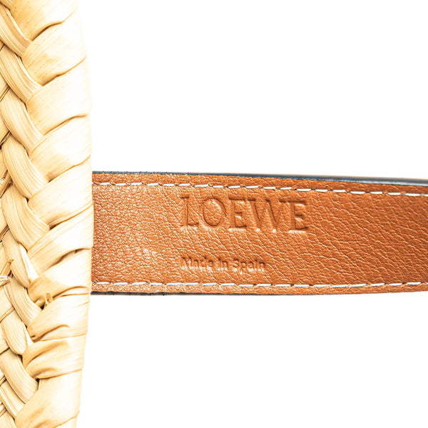 ロエベ アナグラム バスケットバッグ スモール ハンドバッグ ベージュ ブラウン ラフィア レザー レディース LOEWE 【中古】