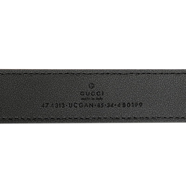 グッチ グッチシマ シグネチャー スクエアバックル ベルト 474313 ブラック レザー レディース GUCCI 【中古】