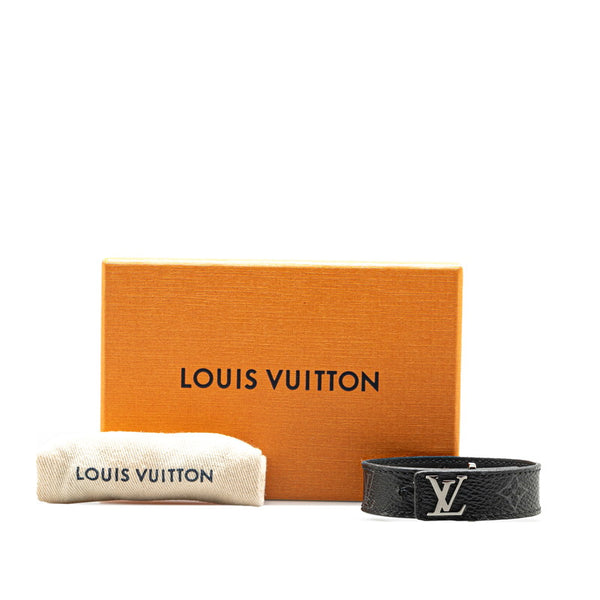 ルイ ヴィトン モノグラム エクリプス ブラスレ LVスリム ブレスレット ＃19 M6456 ブラック PVC レザー レディース LOUIS VUITTON 【中古】