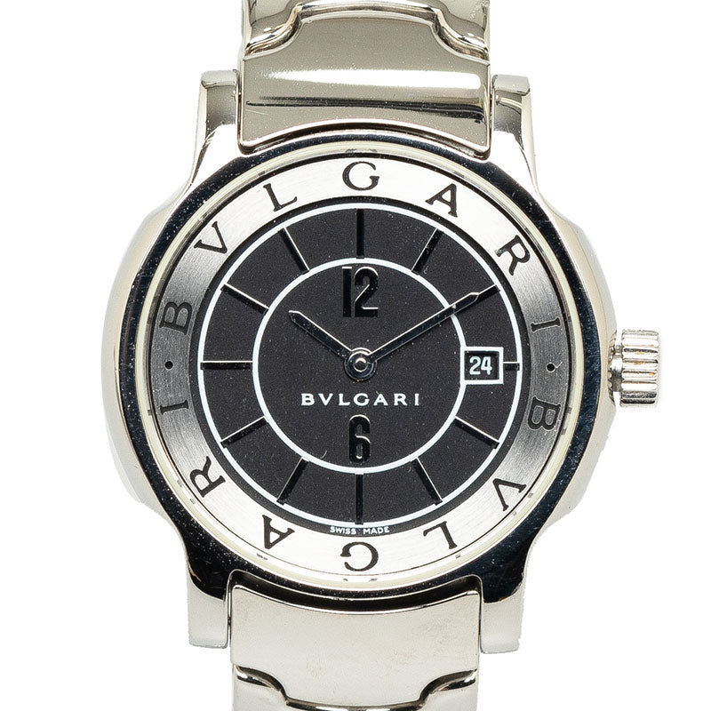 ブルガリ ソロテンポ 腕時計 ST29S クオーツ ブラック文字盤 ステンレススチール レディース BVLGARI 【中古】