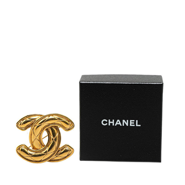 シャネル マトラッセ ヴィンテージ ココマーク ブローチ ゴールド メッキ レディース CHANEL 【中古】