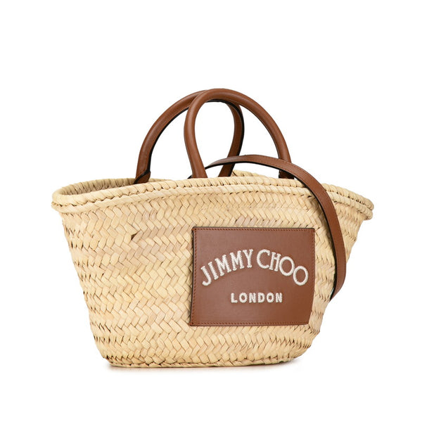 ジミーチュウ かごバッグ ショルダーバッグ 2WAY ベージュ ブラウン ラフィア レザー レディース JIMMY CHOO 【中古】