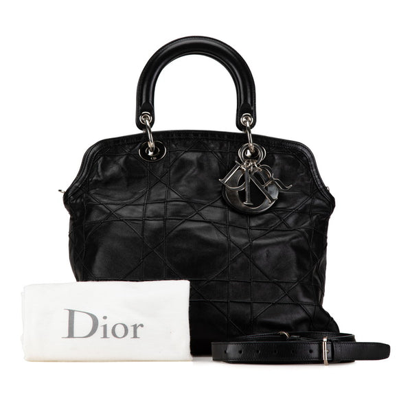 ディオール カナージュ ハンドバッグ ショルダーバッグ 2WAY ブラック レザー レディース Dior 【中古】