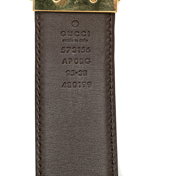 グッチ リバーシブル スクエアGバックル ベルト 95.38 573156 ブラック ブラウン レザー メンズ GUCCI 【中古】