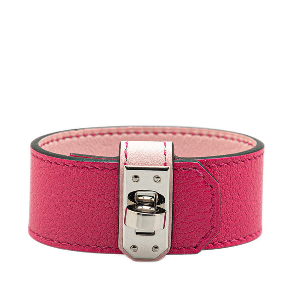 エルメス ケリー ツイストPM バングル ローズ ショッキング シェーブル メタル レディース HERMES 【中古】