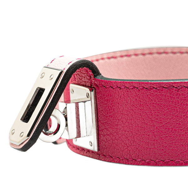 エルメス ケリー ツイストPM バングル ローズ ショッキング シェーブル メタル レディース HERMES 【中古】