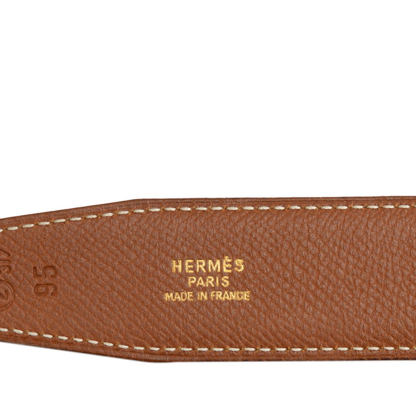 エルメス Hバックル コンスタンスベルト ベルト サイズ：95 ブラック ブラウン ゴールド レザー メンズ HERMES 【中古】