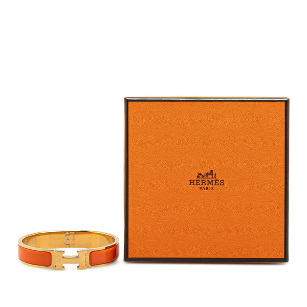 エルメス クリッククラックH PM ブレスレット ゴールド オレンジ メッキ レディース HERMES 【中古】