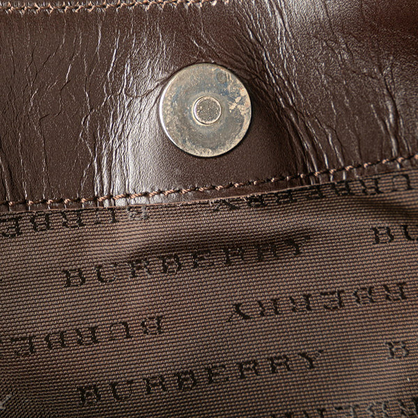 バーバリー ノバチェック ワンショルダーバッグ ベージュ ブラウン PVC レザー レディース BURBERRY 【中古】