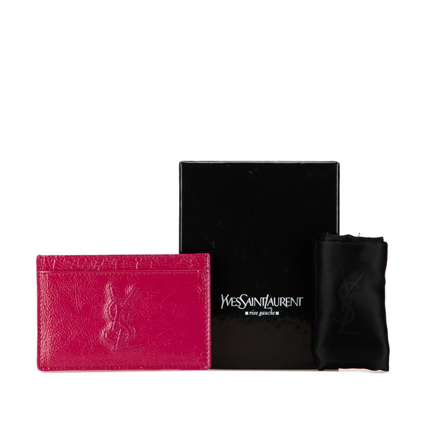 サンローラン YSLロゴ  カードケース ピンク レザー レディース SAINT LAURENT 【中古】