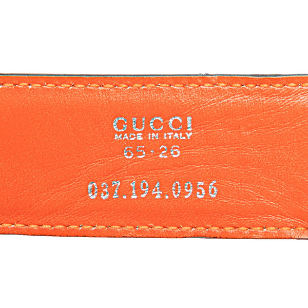 グッチ Gバックル ベルト 037 194 0956 オレンジ レザー レディース GUCCI 【中古】