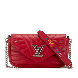 ルイ ヴィトン ニューウェーブ ロングウォレット キルティング ポシェット M63956 レッド レザー レディース LOUIS VUITTON 【中古】