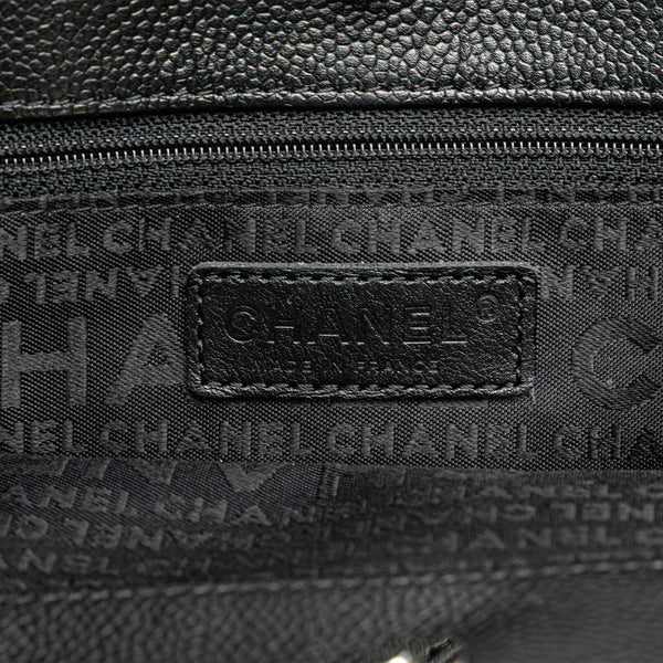 シャネル チョコバー トートバッグ ショルダーバッグ ブラック キャビアスキン レディース CHANEL 【中古】