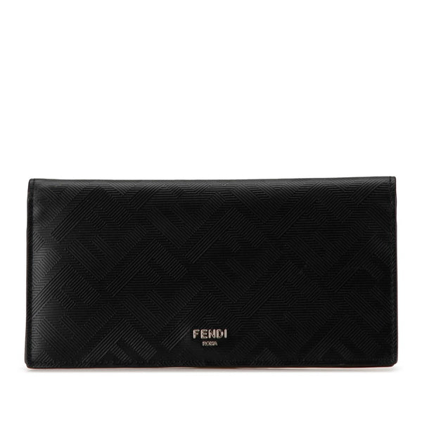 フェンディ シャドー 長財布 7M0355 ブラック レッド レザー レディース FENDI 【中古】