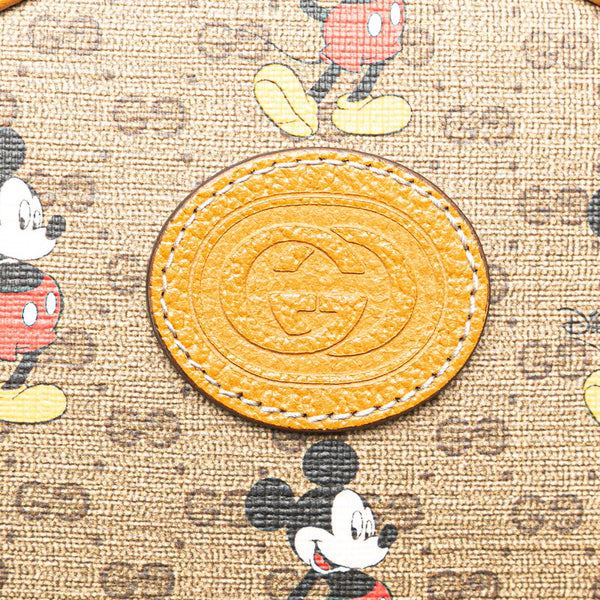 グッチ × DISNEY ディズニー エボニー ミニGGスプリーム ミッキープリント チェーン リュック バックパック 603730 ブラウン PVC レザー レディース GUCCI 【中古】