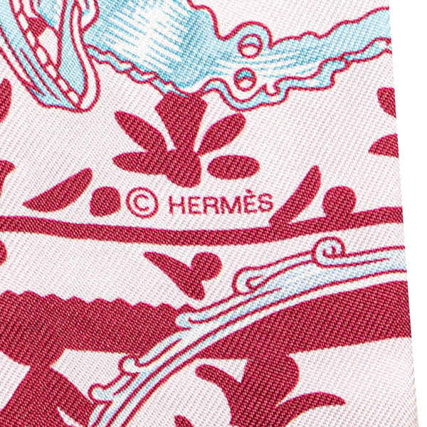 エルメス ツイリー スカーフ ピンク ブルー マルチカラー シルク レディース HERMES 【中古】