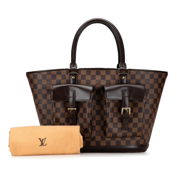 ルイ ヴィトン ダミエ マノスクGM ハンドバッグ トートバッグ N51120 ブラウン PVC レザー レディース LOUIS VUITTON 【中古】