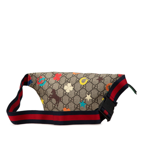 グッチ GGランチ シェリーライン ウエストバッグ 502095 ベージュ エボニー PVC レディース GUCCI 【中古】