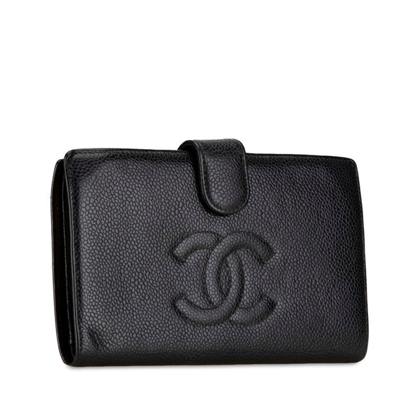 シャネル ココマーク 長財布 ブラック キャビアスキン レディース CHANEL 【中古】