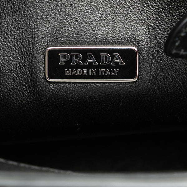 プラダ ウーヴェルチュール ハンドバッグ ショルダーバッグ 2WAY 1BE015 ホワイト ブラック レザー レディース PRADA 【中古】