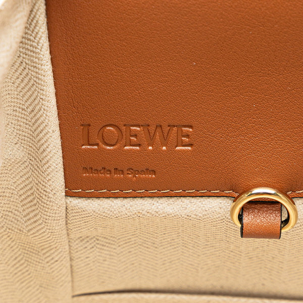 ロエベ ハンモック スモール ストライプ ハンドバッグ ショルダーバッグ 2WAY ブラウン マルチカラー キャンバス レザー レディース LOEWE 【中古】