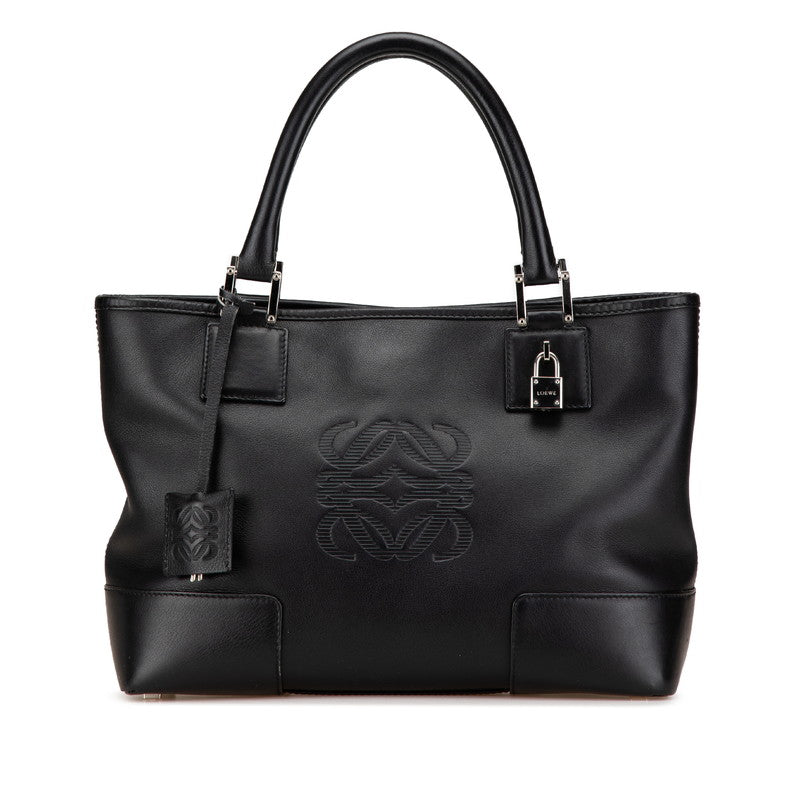 ロエベ アナグラム フスタ トートバッグ ブラック レザー レディース LOEWE 【中古】