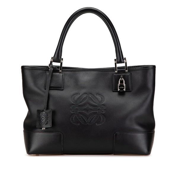 ロエベ アナグラム フスタ トートバッグ ブラック レザー レディース LOEWE 【中古】