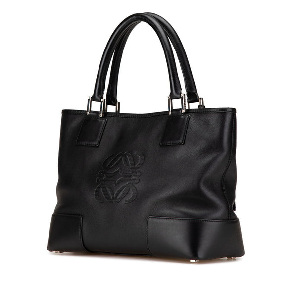 ロエベ アナグラム フスタ トートバッグ ブラック レザー レディース LOEWE 【中古】