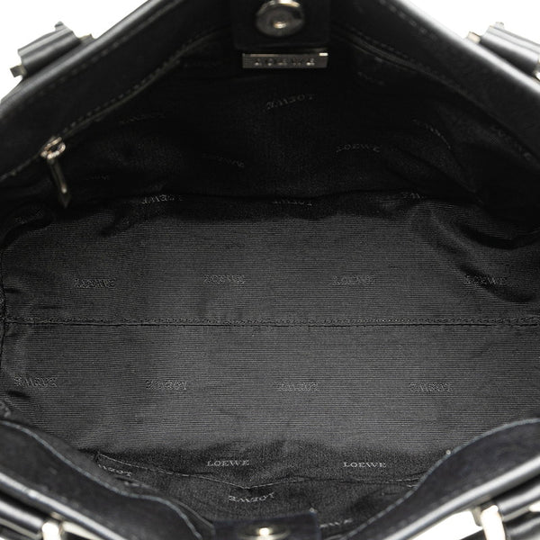 ロエベ アナグラム フスタ トートバッグ ブラック レザー レディース LOEWE 【中古】