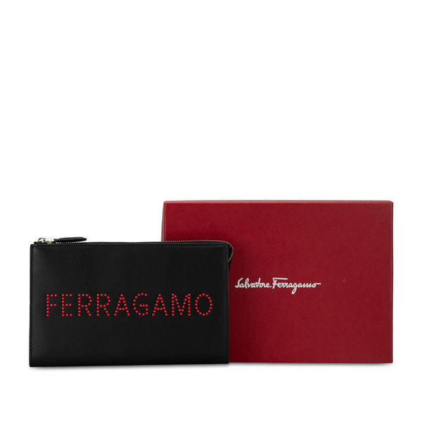 サルヴァトーレフェラガモ クラッチバッグ セカンドバッグ ブラック レッド レザー レディース Salvatore Ferragamo 【中古】