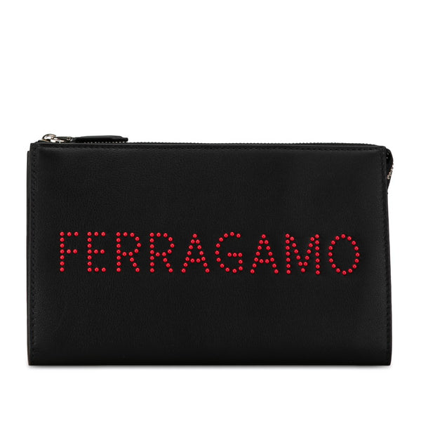 サルヴァトーレフェラガモ クラッチバッグ セカンドバッグ ブラック レッド レザー レディース Salvatore Ferragamo 【中古】