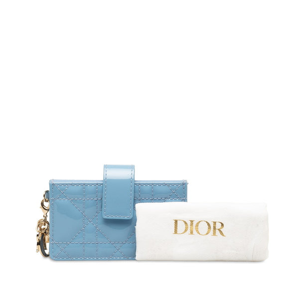 ディオール カナージュ カードケース 名刺入れ ブルー ゴールド エナメル レディース Dior 【中古】