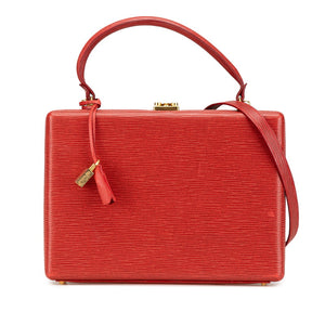 フェンディ ミニトランク アタッシュケース ショルダーバッグ 2WAY レッド レザー レディース FENDI 【中古】