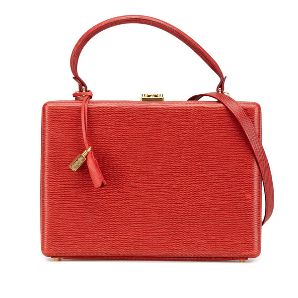 フェンディ ミニトランク アタッシュケース ショルダーバッグ 2WAY レッド レザー レディース FENDI 【中古】